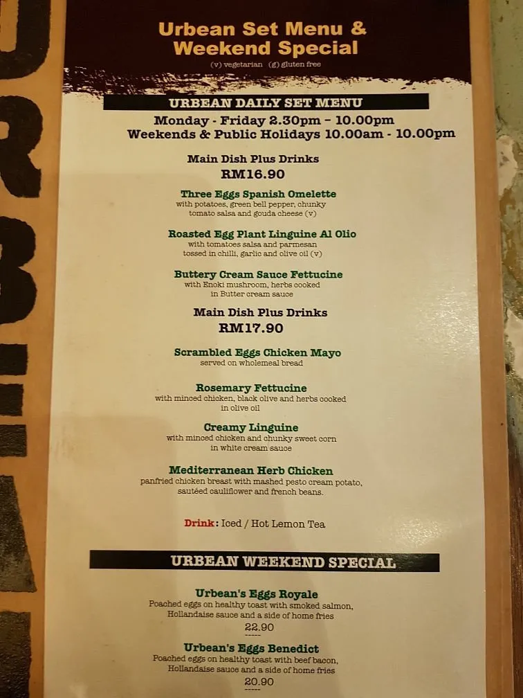 Urbean Menu Malaysia & Latest Prices September 2025