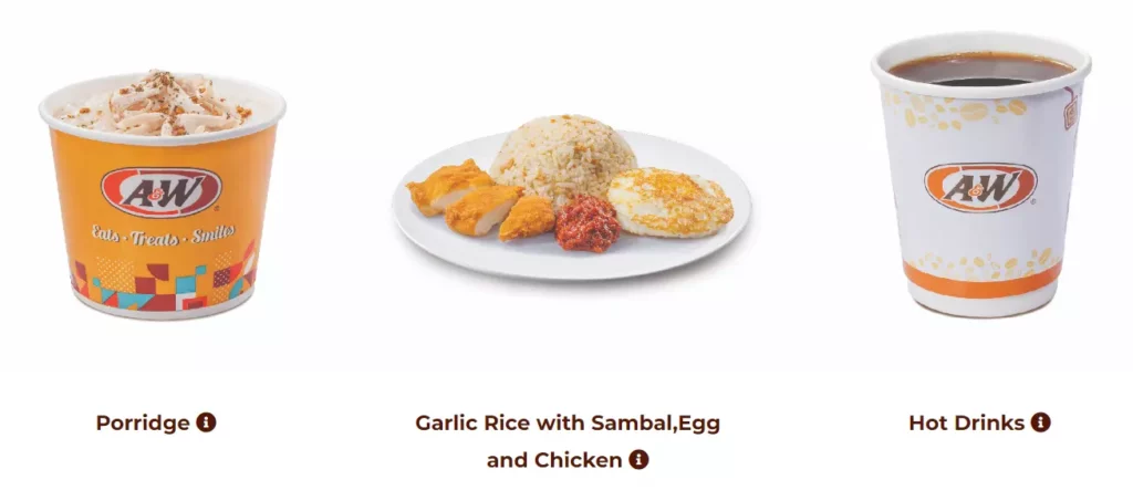 A&W BREAKFAST MENU WITH PRICES