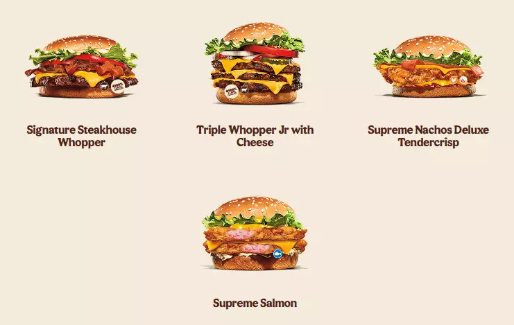 Burger King Premium Menu Prices