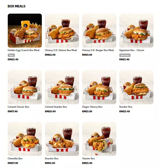 KFC Box Meal Prices