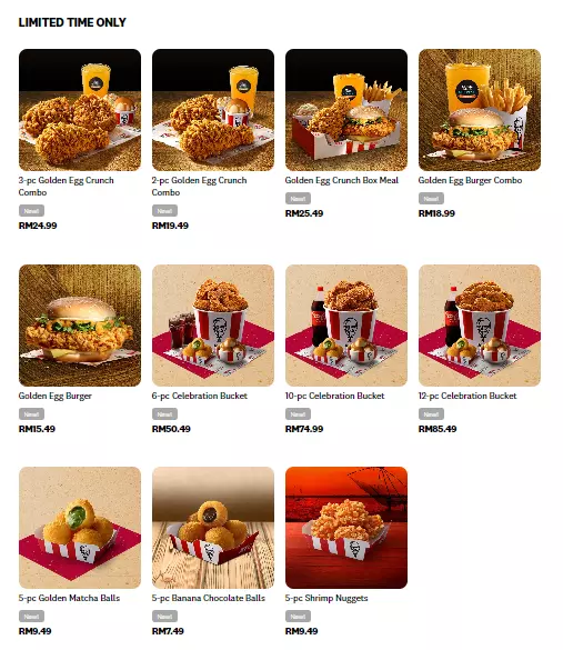 KFC Limited Time Only Menu With Prices