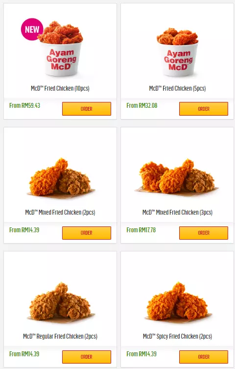 MCDONALD’S AYAM GORENG & NUGGETS PRICES