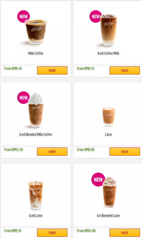 MCDONALD’S MCCAFE DRINK PRICES