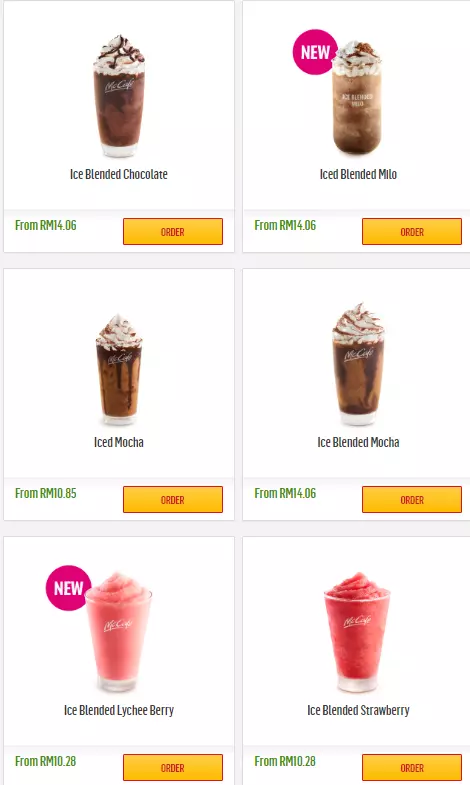 MCDONALD’S MCCAFE DRINKS PRICE