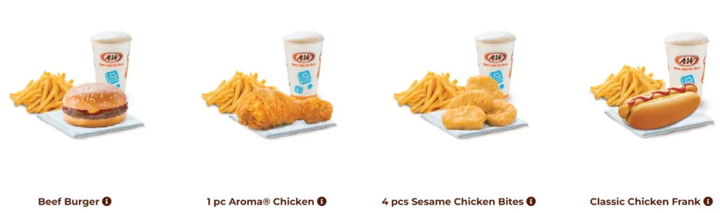 MENU A&W BEARY MEALS PRICES