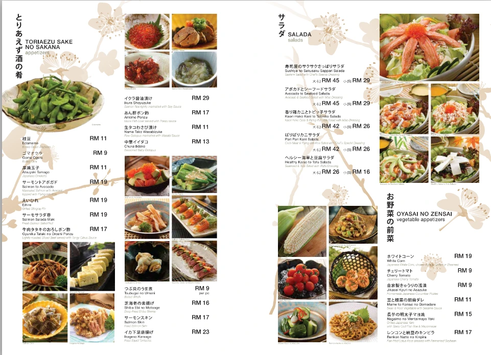 RAKUZEN ROLLS MENU WITH PRICES