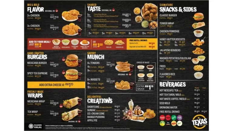 Texas Chicken Menu Malaysia & Latest Prices 2024