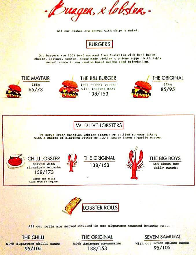Burger And Lobster Menu Malaysia & Latest Prices 2024