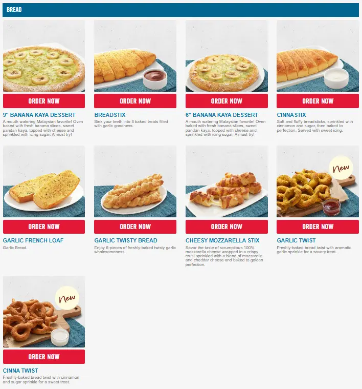 DOMINO’S PIZZA BREADS PRICES