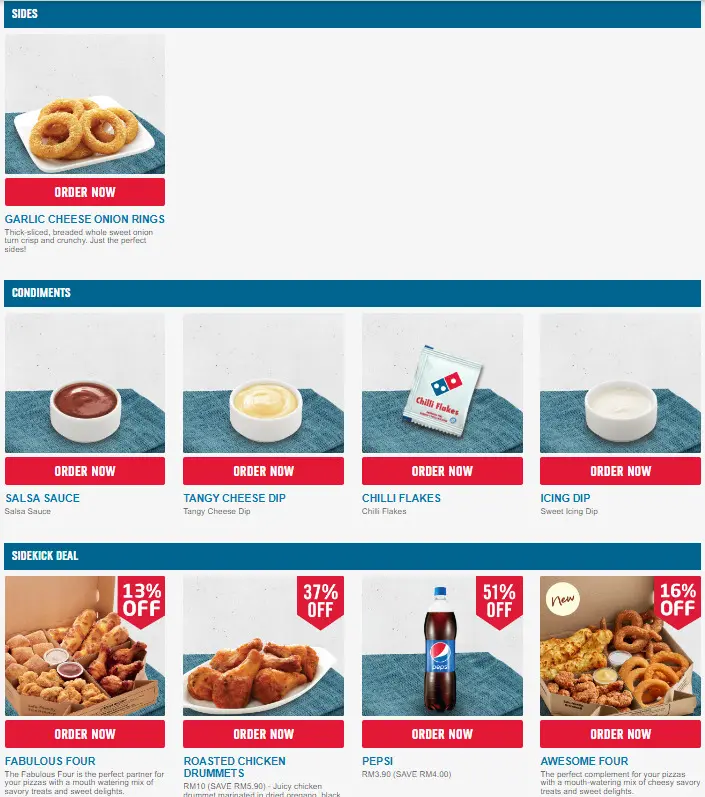 DOMINO’S PIZZA SIDES PRICES