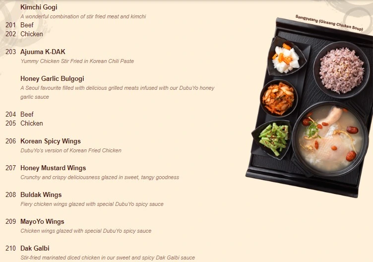 DUBUYO KOREAN GOGI PRICES