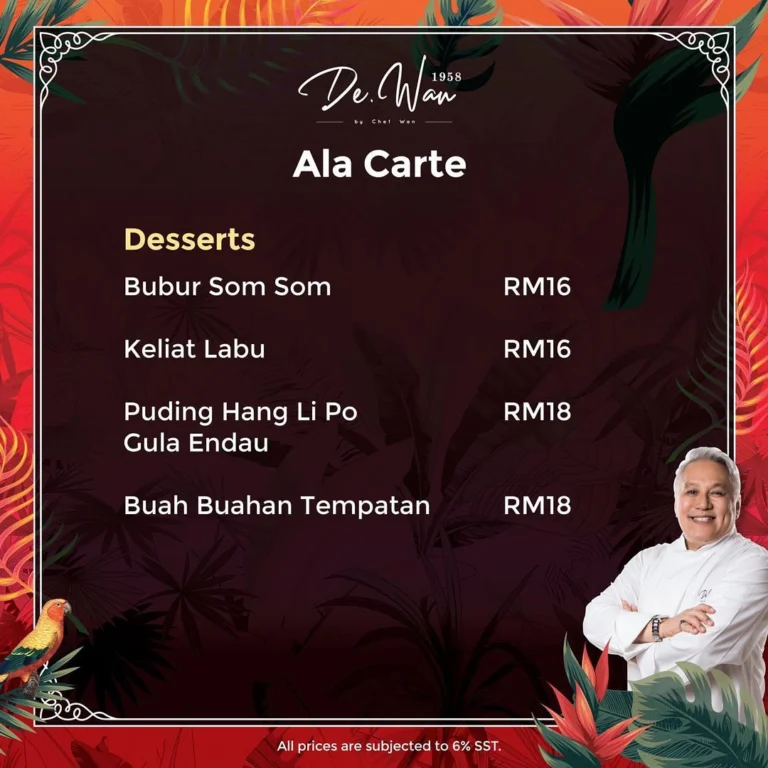 De.Wan By Chef Wan Menu Malaysia & Latest Prices 2024