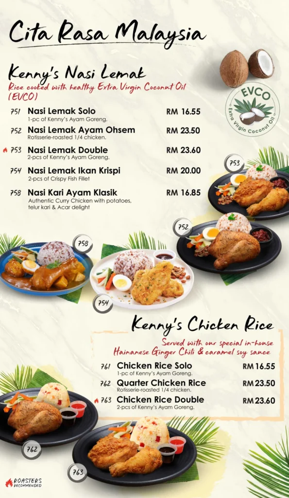 KENNY’S ROGERS ROASTERS NASI LEMAK PRICES