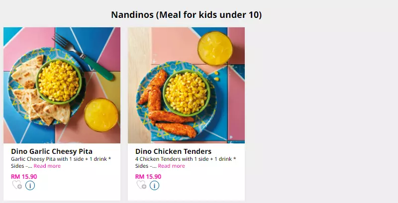 NANDO’S MENU NANDINOS PRICES