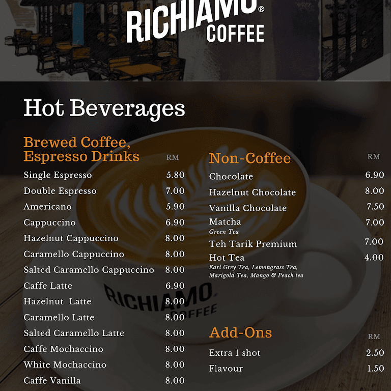 Richiamo Coffee Menu Malaysia & Latest Prices 2024