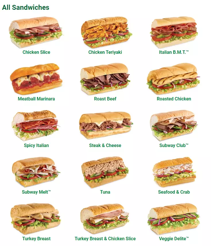 SUBWAY SANDWICHES MENU PRICES