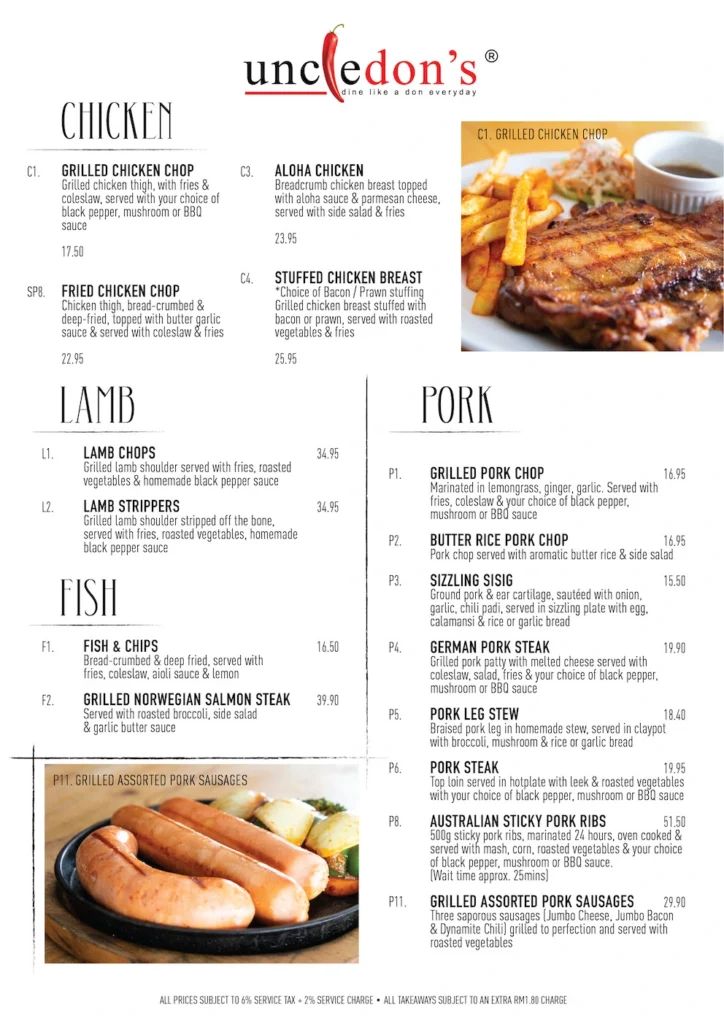 Uncle Don’s Menu Malaysia & Latest Prices FEBRUARY 2025