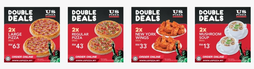 US PIZZA DOUBLE DEALS MENU PRICES