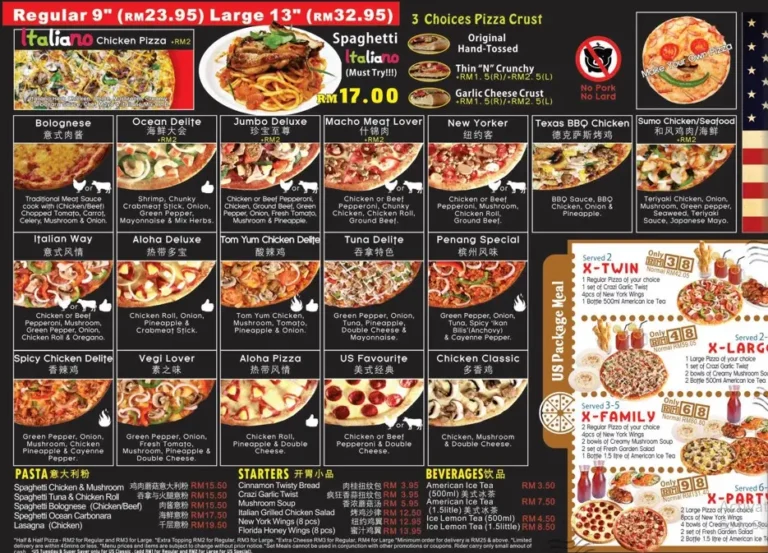 US Pizza Menu Malaysia & Latest Prices 2024