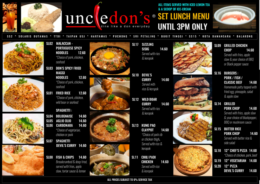 Uncle Don’s Menu