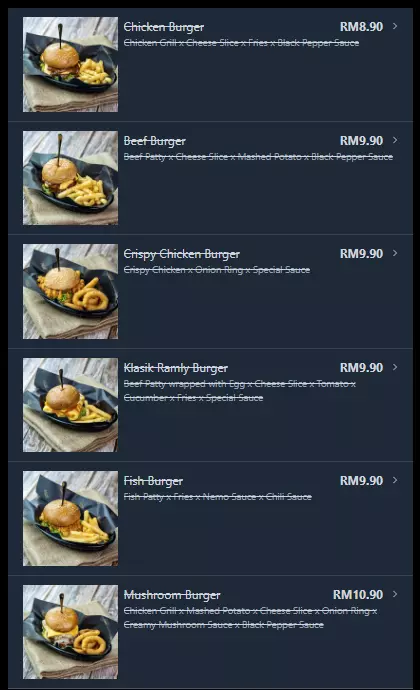 SORU STATION BURGER MENU PRICES