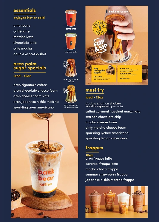 MENU BASK BEAR COFFEE FRAPPE PRICES