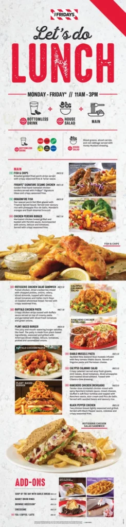 MENU TGI FRIDAYS LUNCH