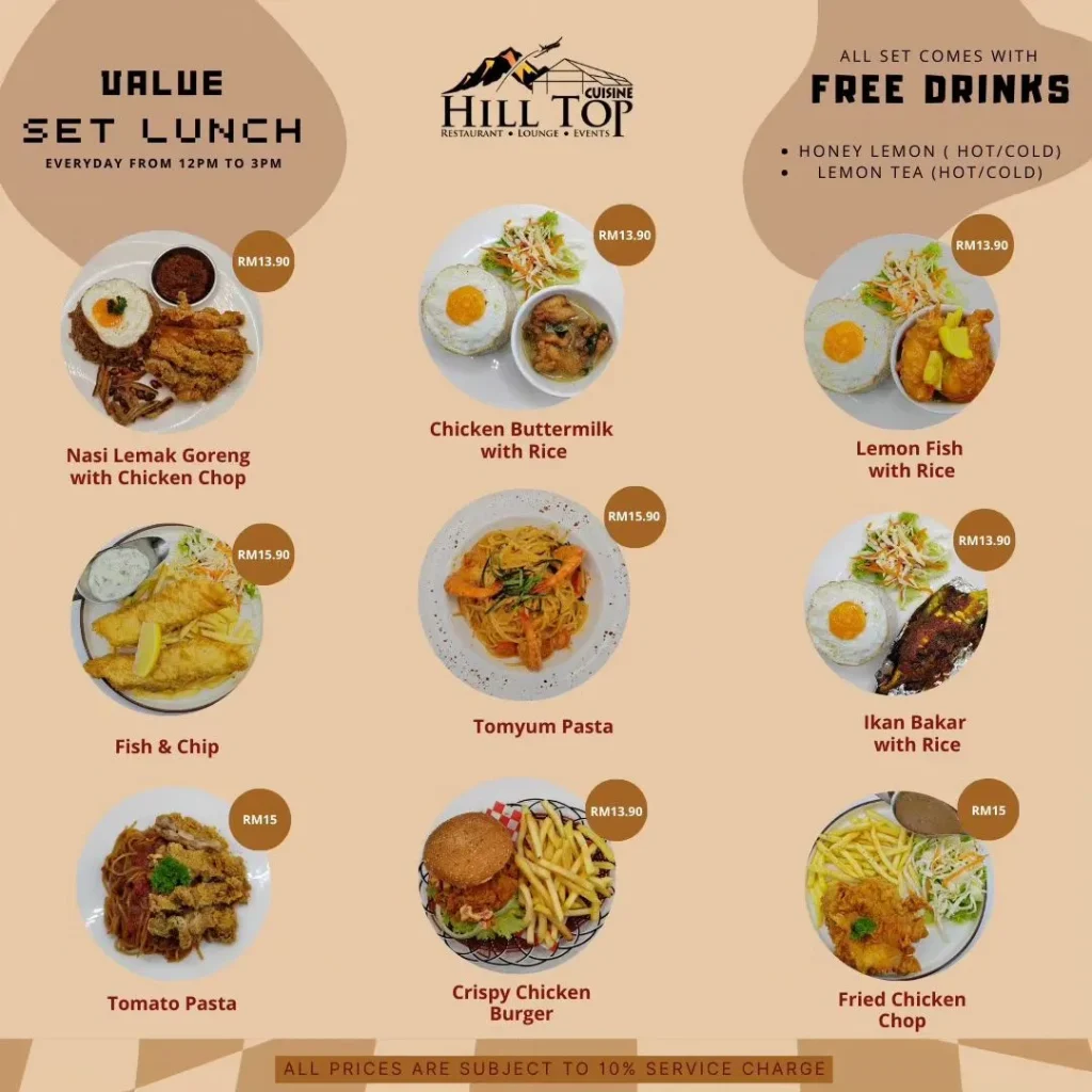 Hilltop Cuisine Menu