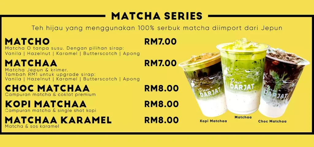 KOPI DUA DARJAT MATCHA SERIES PRICES