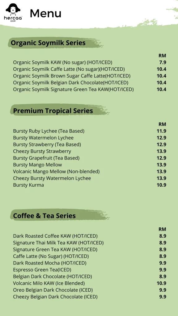 HERCAA MEAL MENU PRICES