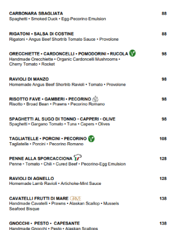 GRAZE PASTA & RISOTTO PRICES