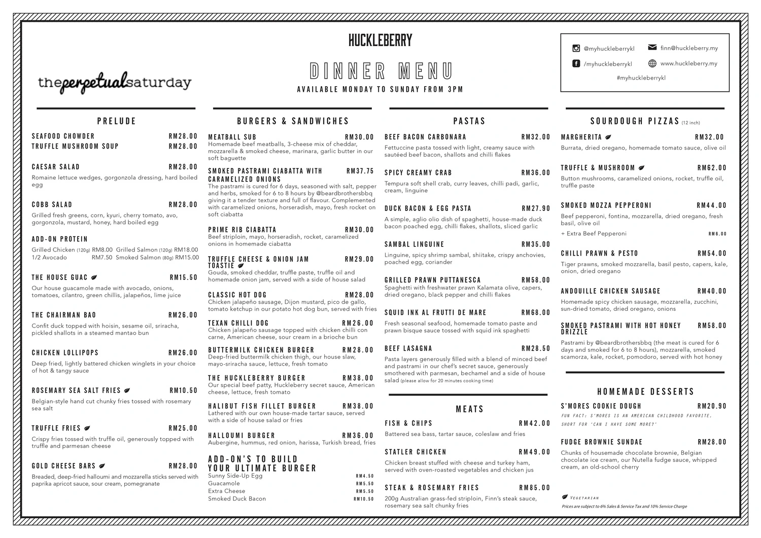 Huckleberry Menu