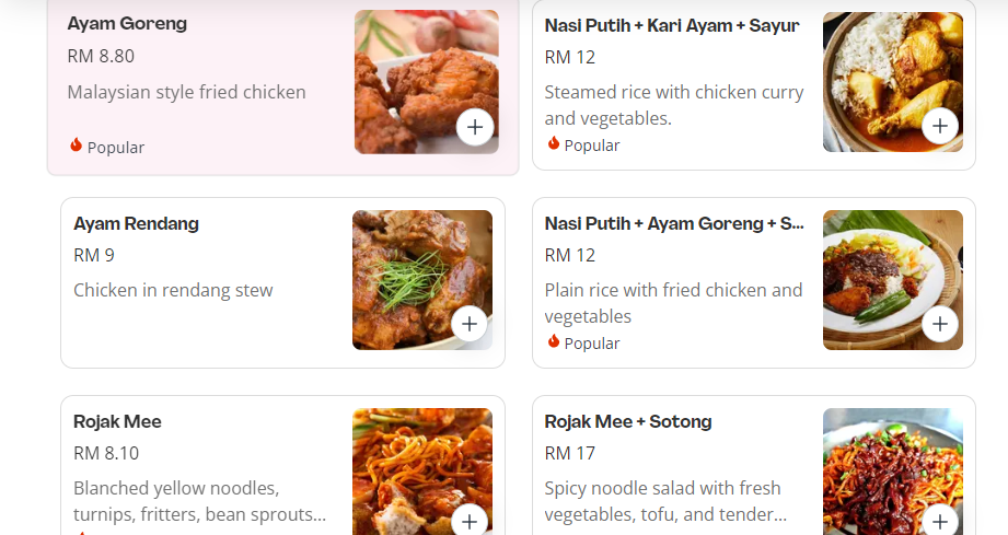 KARI AYAM SEMPALIT A LA CARTE PRICES