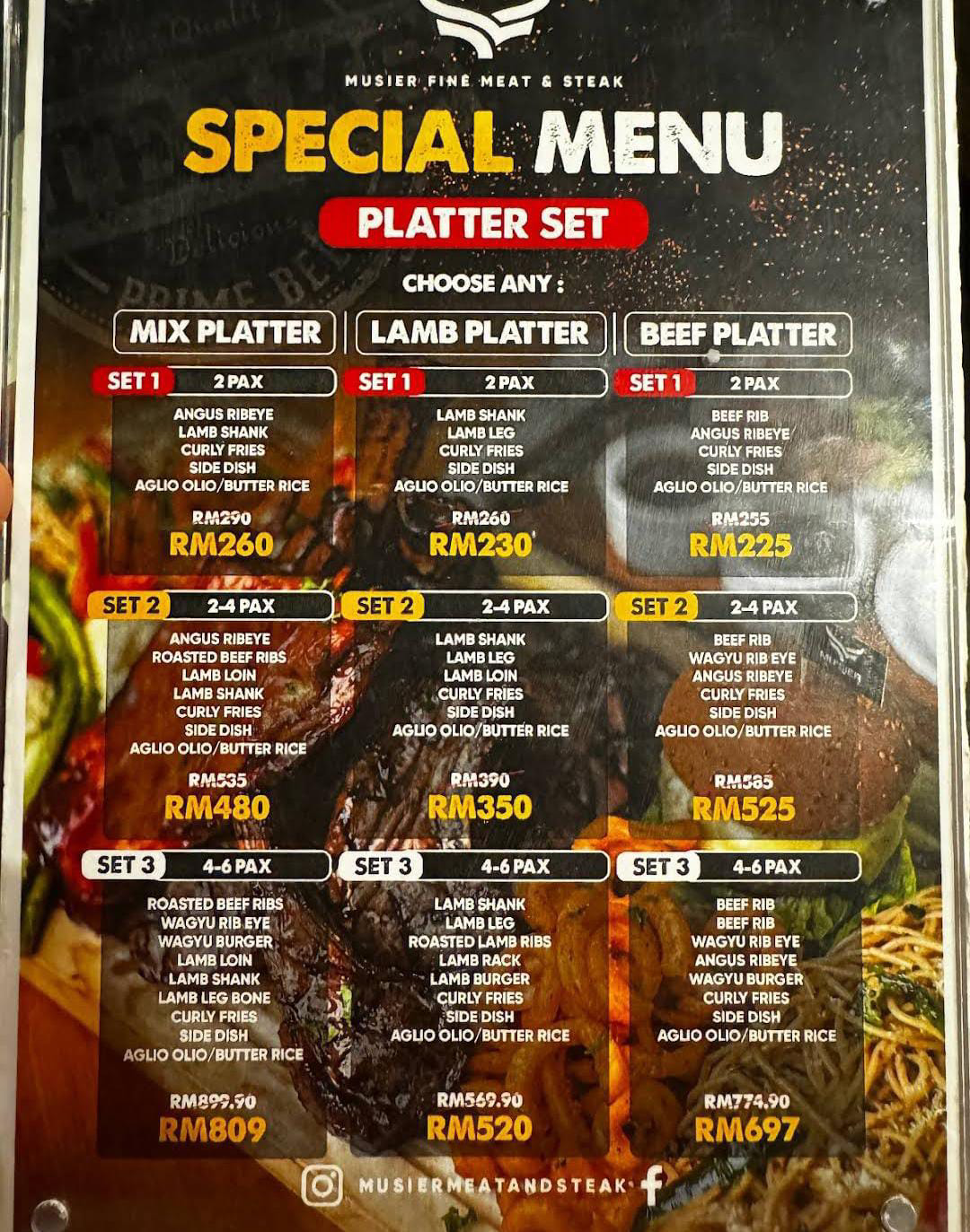 Musier Fine Meat & Steak Menu