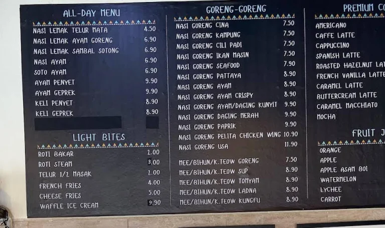 Pelita Cafe Menu Malaysia & Latest Prices 2024