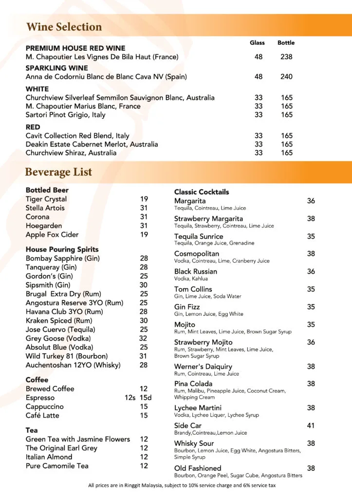 DINING IN THE DARK BEVERAGES PRICES