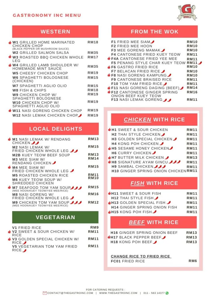 Gastronomy Inc Menu Malaysia & Latest Prices MARCH 2025