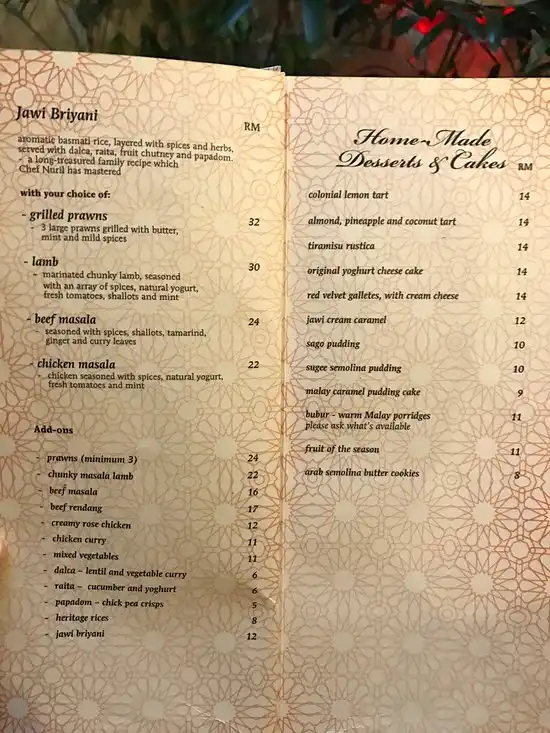 Jawi House Menu Malaysia & Latest Prices MARCH 2025