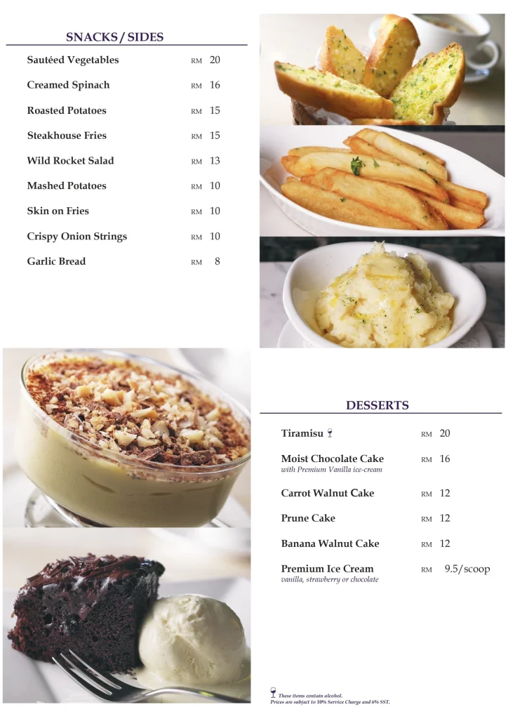 MARIA’S STEAKHOUSE SIDES PRICES