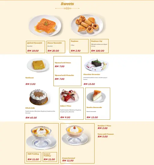 AL-RAWSHA DESSERTS PRICES