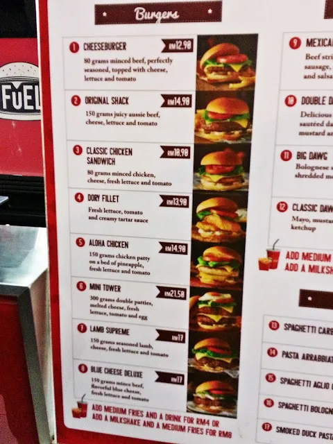 FUEL SHACK BURGERS MENU PRICES