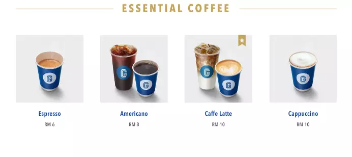 GIGI COFFEE ESSENTIAL COFFEE MENU WITH PRICES