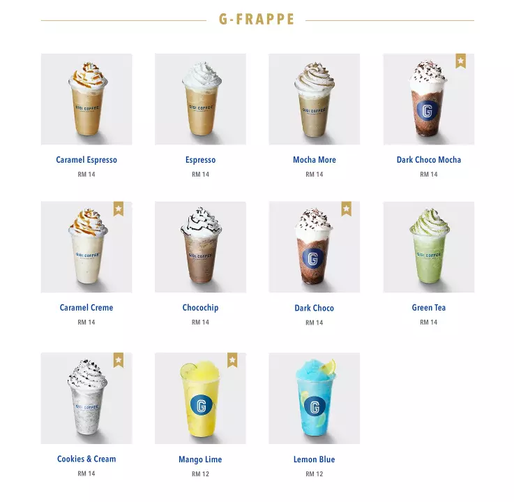 GIGI COFFEE G-FRAPPE PRICES