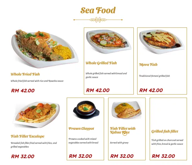 MENU AL-RAWSHA SEAFOOD PRICES