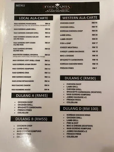 Foodzania Menu Malaysia & Latest Prices August 2025