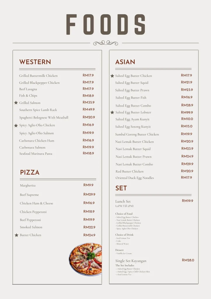 JIBRIL ALA CARTE PRICES