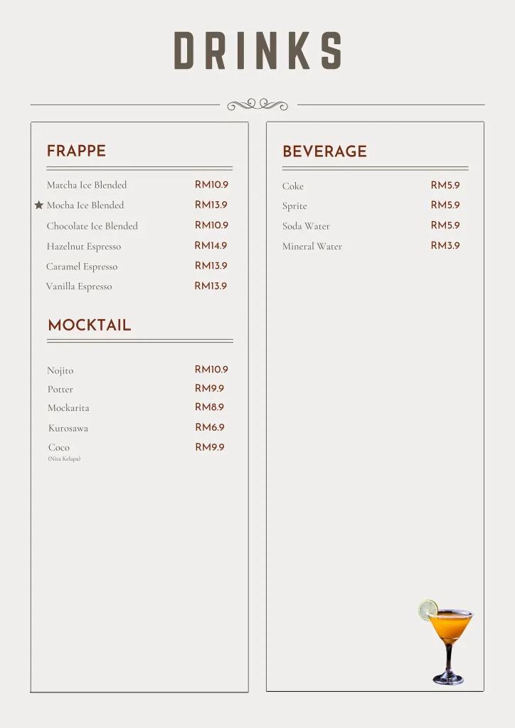 JIBRIL BEVERAGES PRICES