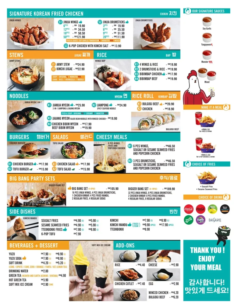 Jinjja Chicken Menu Malaysia & Latest Prices August 2025