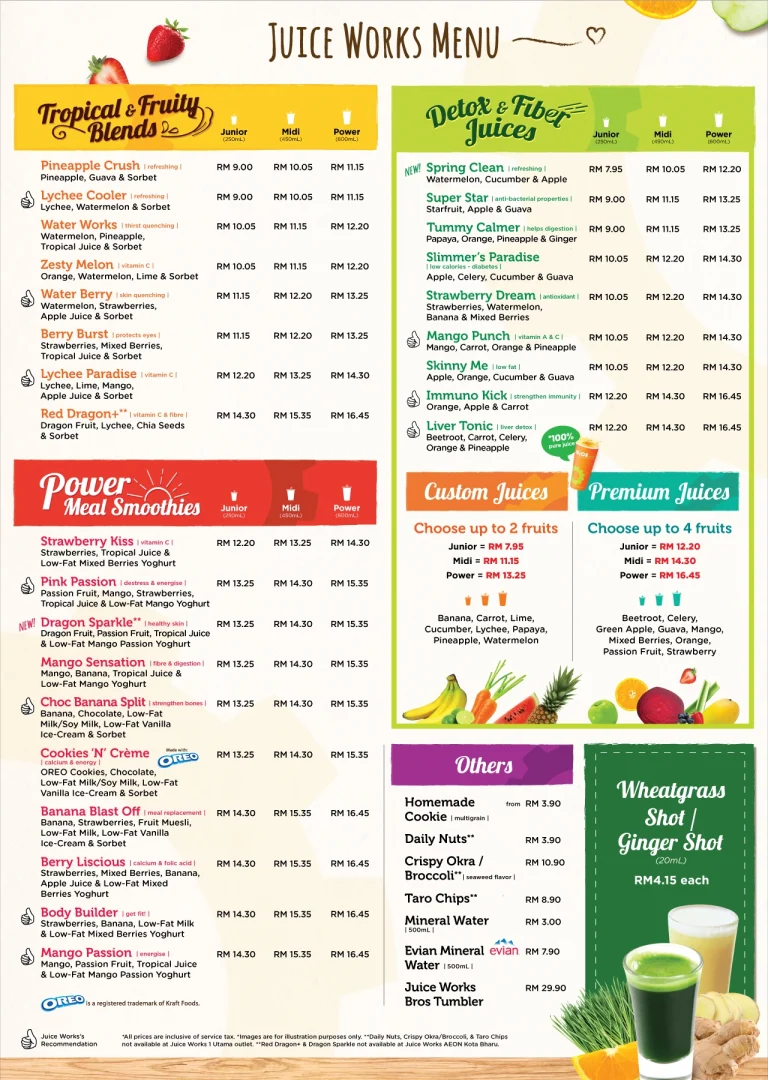 Juice Works Menu Malaysia & Latest Prices August 2025