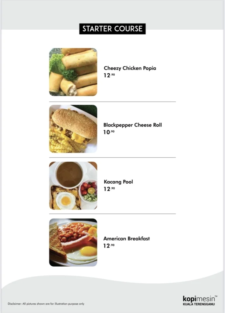 KOPOI MESIN STARTER COURSE MENU WITH PRICES